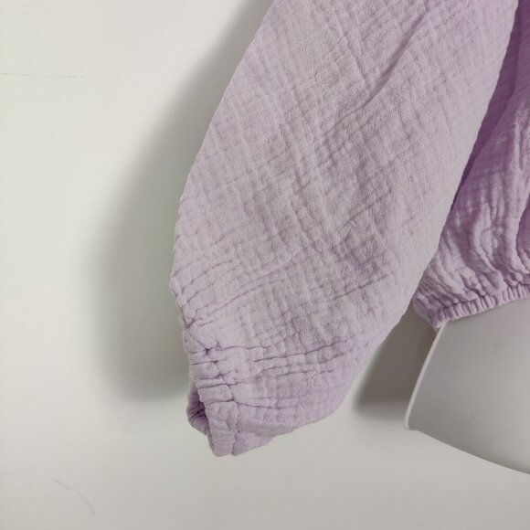 NEW Dkny Women's Crop Top Size M Purple Cotton Seersucker One Shoulder Boho Chic - Picture 3 of 9